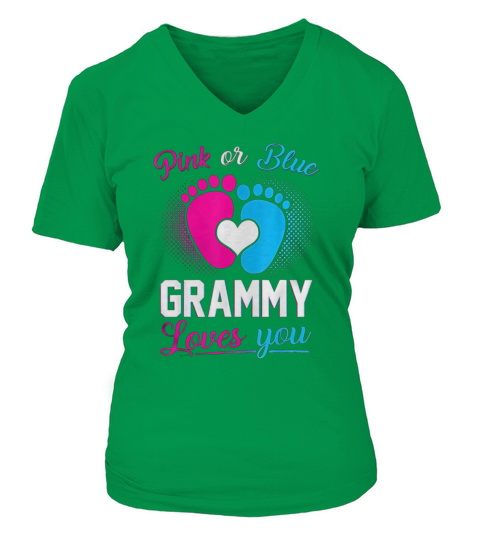 Pink Or Blue Grammy Loves You V-neck T-Shirt Woman