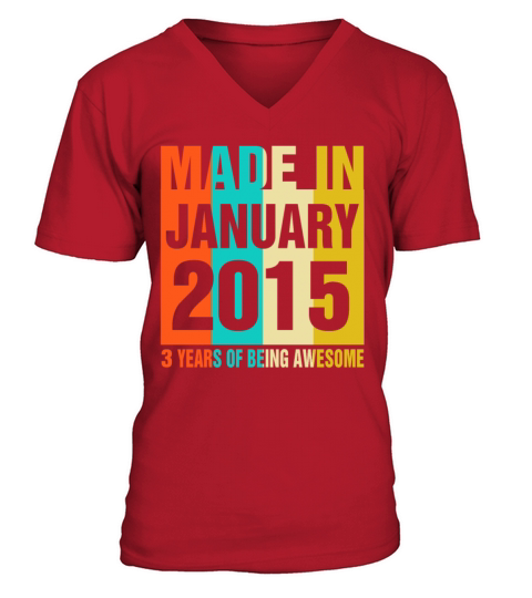 Retro January 2015 3 Years Of Being Awesome Men's V-Neck T-shirt