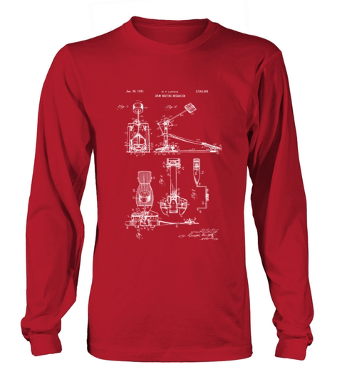Drum Beating Mechanism Vintage Patent Blueprint Women's Long Sleeve