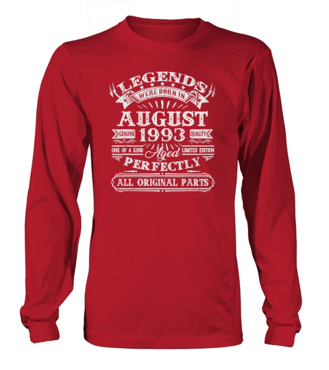 Vintage Born In August 1993 Man Myth Legend 27 Yea Women's Long Sleeve