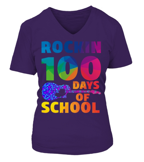 Rockin 100 Days of School Women's V-Neck T-shirt