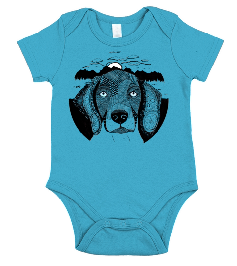 Dog Portrait Zentangle Short Sleeve Baby One-Piece
