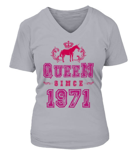 1971 Queen Unicorn Women's V-Neck T-shirt