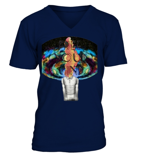 FREE YOUR MIND COLORFUL SPACE HEAD EXPLOSION ENTRY Men's V-Neck T-shirt