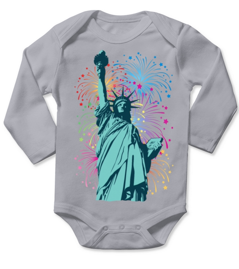 Lady Liberty Fireworks Long Sleeve Baby One-Piece