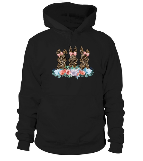 Womens Happy Easter Leopard Bunny Trio Hoodie Unisex