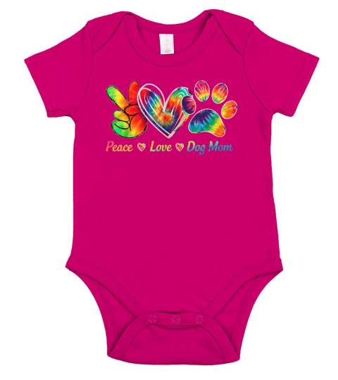Peace Love Dog Mom Tie Dye For Mom Mother s Day Short Sleeve Baby One-Piece
