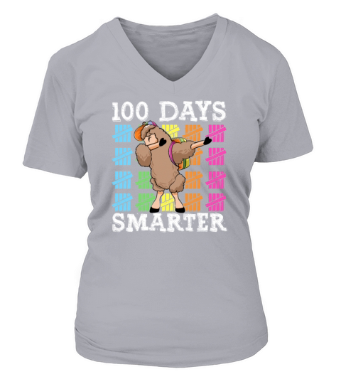 100 Days Of School Dabbing Llama Smarter Boys Women's V-Neck T-shirt