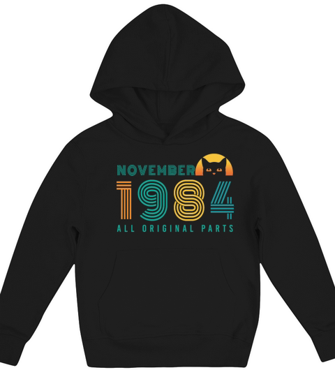 Born November 1984 Cat Vintage Kids Hoodie