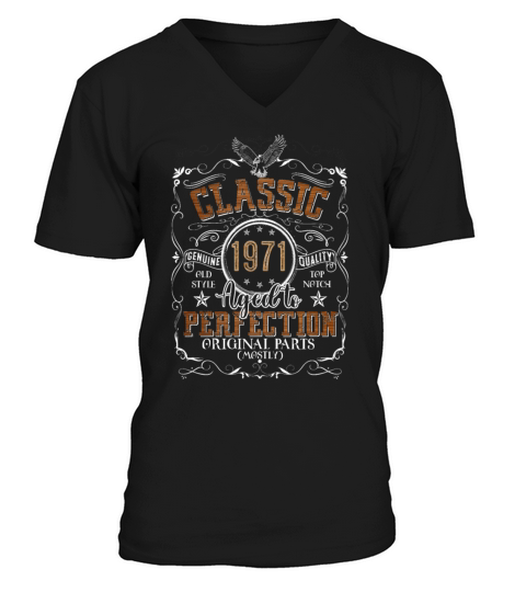 50th Birthday Shirt Vintage 1971 Aged Perfection Men's V-Neck T-shirt