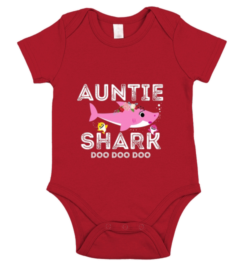 Auntie Shark Doo Doo Doo Short Sleeve Baby One-Piece