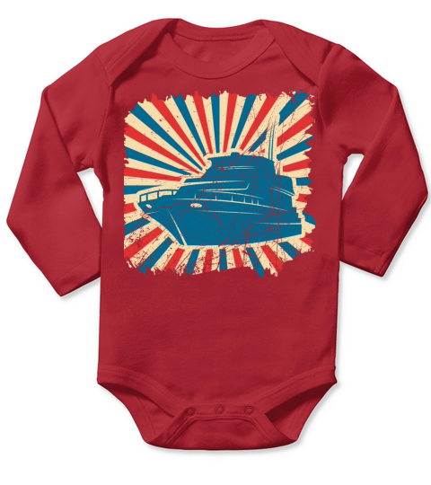 Sailing boat sailboat captain sea yacht retro sail Long Sleeve Baby One-Piece