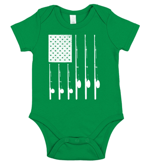 Patriotic Fishing With American USA Flag Great Gift Short Sleeve Baby One-Piece
