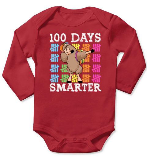 100 Days Of School Dabbing Llama Smarter Boys Long Sleeve Baby One-Piece