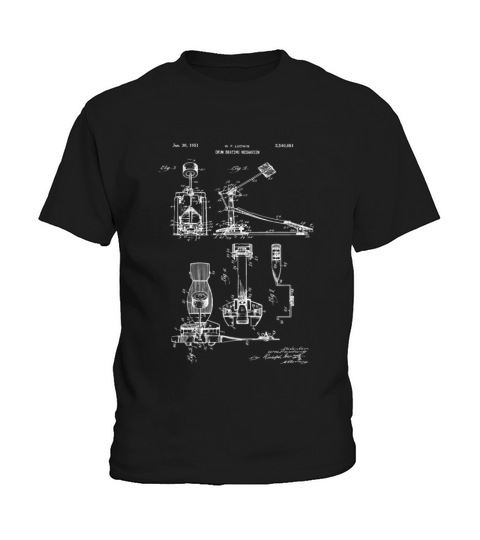 Drum Beating Mechanism Vintage Patent Blueprint Kids T-Shirt