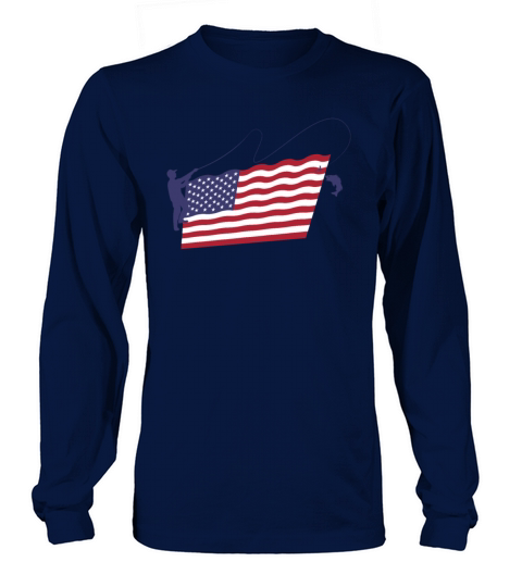 Dad Fly Fishing US Flag Shirt Men's Long Sleeve