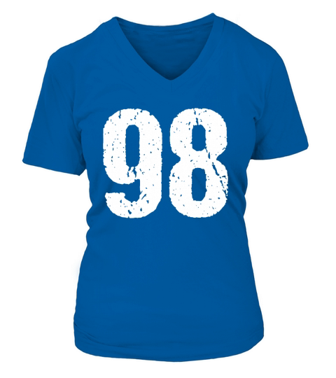 White Vintage Style Number 98 T-Shirt V-neck T-Shirt Woman