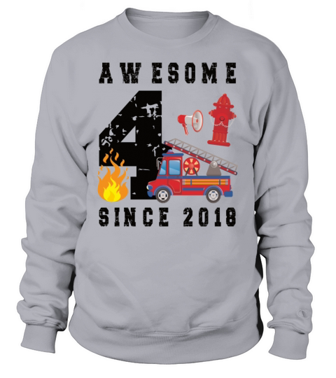 4th Birthday Gift Firefighter Boy Born in 2018 Women's Sweatshirt