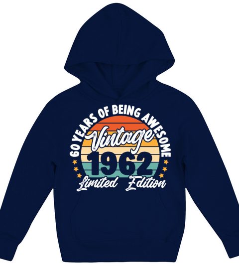 Vintage Gift Birthday 60 Years For Borns 1962 Kids Hoodie