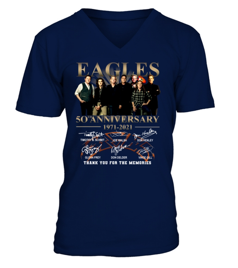 Eagles 50th Anniversary 1971 2020 Thank You For The Memories Signatures V-Neck T-shirt