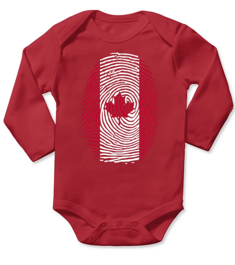 Canadian Flag Fingerprint Patriotic Maple Leaf Long Sleeve Baby One-Piece