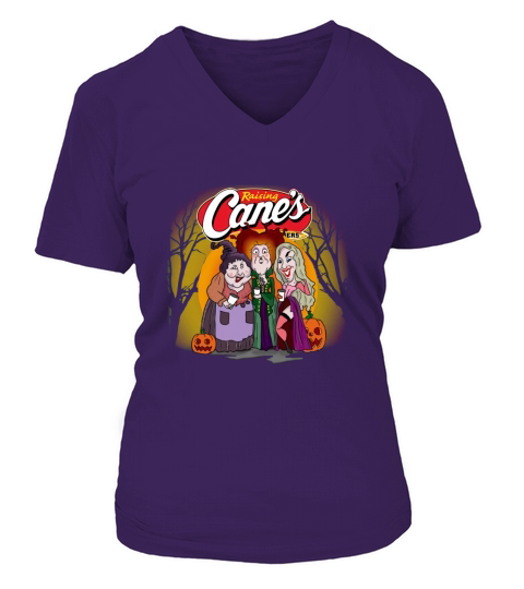 Hocus Pocus Sanderson Sisters Raising Canes Chicken Fingers Halloween Pumpkin V-neck T-Shirt Woman