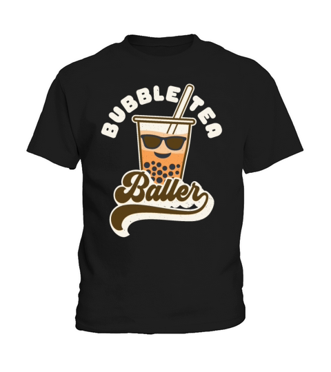 Bubble Tea Baller Vintage Boba Drink Retro Text Kids T-Shirt
