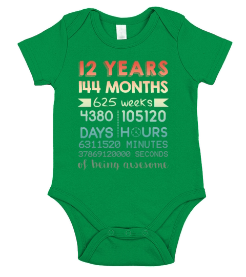 Kids 12th Birthday-12 Years Of Being Awesome Short Sleeve Baby One-Piece