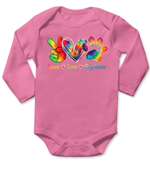 Peace Love Dog Mom Tie Dye For Mom Mother s Day Long Sleeve Baby One-Piece