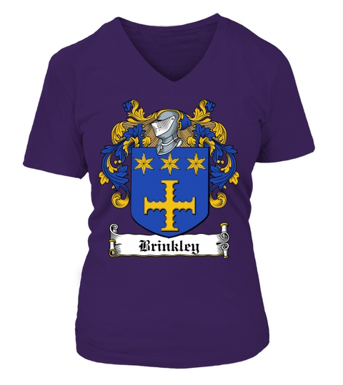 Brinkley Coat of Arms Irish Family Crests V-neck T-Shirt Woman