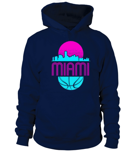 Vintage Miami Florida Cityscape Retro Basketball Women's Hoodie