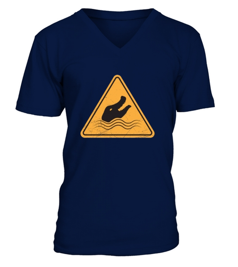Traffic Sign Alligators Danger Gift Idea Men's V-Neck T-shirt
