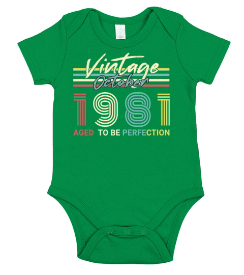 Born 1981 October Vintage Gift Idea Short Sleeve Baby One-Piece