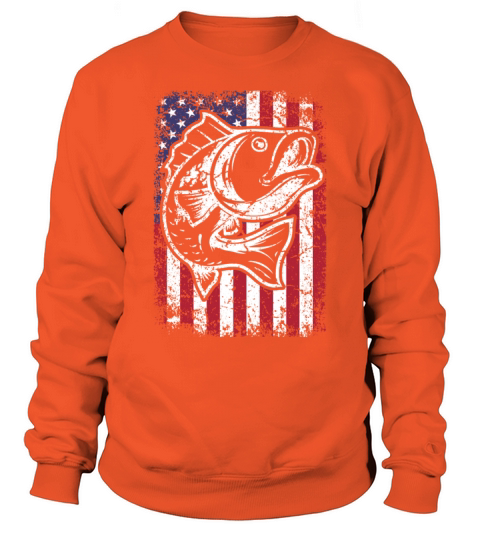Vintage American Flag Fishing Bass Fisherman Gift Men's Sweatshirt