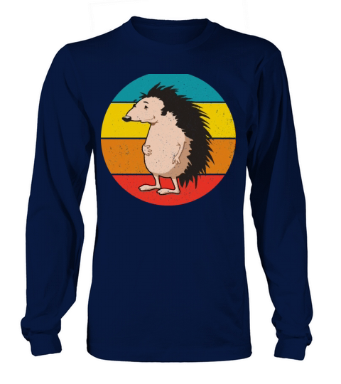 Vintage Retro Sunset Style Cute Hedgehog Funny Men's Long Sleeve