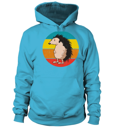 Vintage Retro Sunset Style Cute Hedgehog Funny Men's Hoodie