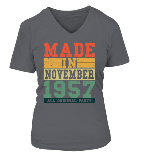 1957 Birthday November Vintage Saying Women's V-Neck T-shirt