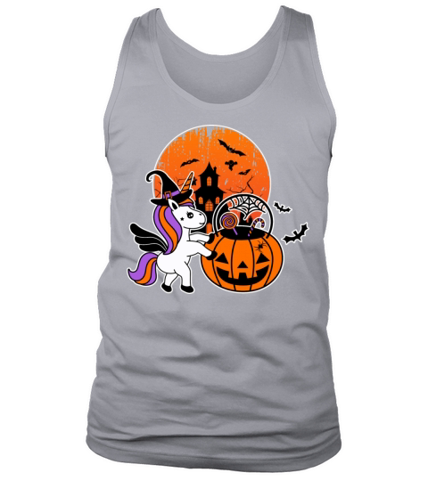 Cute Halloween Shirt Girls Kids Witchy Unicorn Men's Tank Top