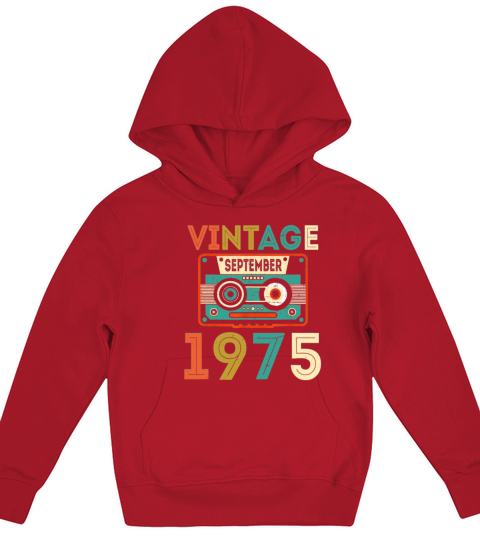 Vintage September 1975 44th Birthday Gift 44 Years Kids Hoodie