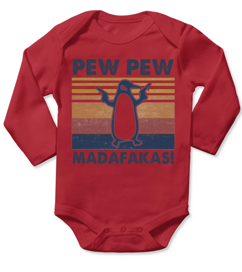 Penguin Pew Pew Madafakas Vintage Long Sleeve Baby One-Piece