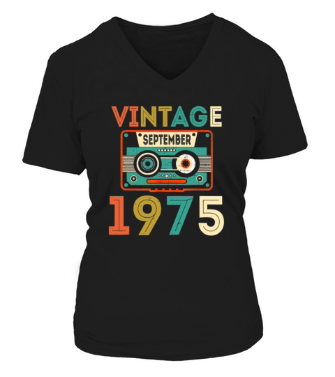 Vintage September 1975 44th Birthday Gift 44 Years Women's V-Neck T-shirt