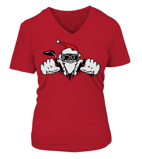 Santa Claus on Motorcycle Women's V-Neck T-shirt
