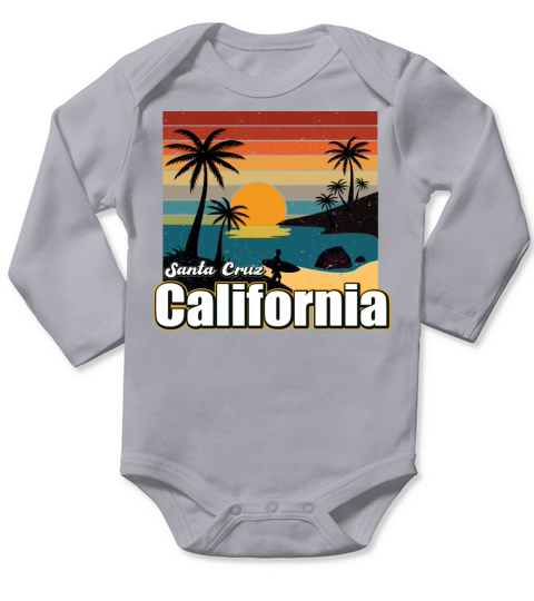 Vintage 70s 80s Style Santa Cruz Ca Surfing Long Sleeve Baby One-Piece