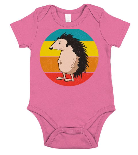 Vintage Retro Sunset Style Cute Hedgehog Funny Short Sleeve Baby One-Piece