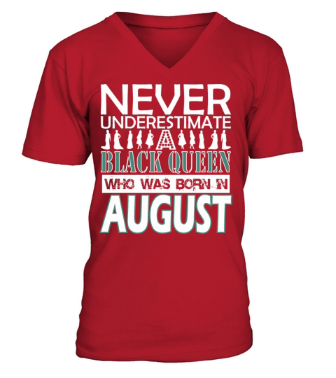 Never Underestimate Black Queen Was Born In August Men's V-Neck T-shirt