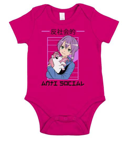 Kawaii Video Gamer Otaku Anti Social Unicorn Anime Short Sleeve Baby One-Piece