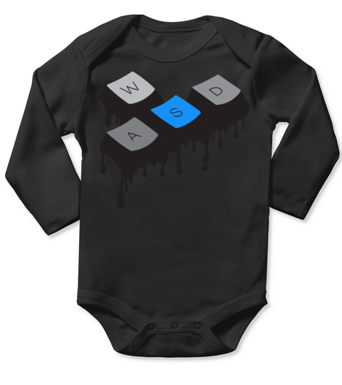 WASD Key Graphic Paint Drip Design Long Sleeve Baby One-Piece