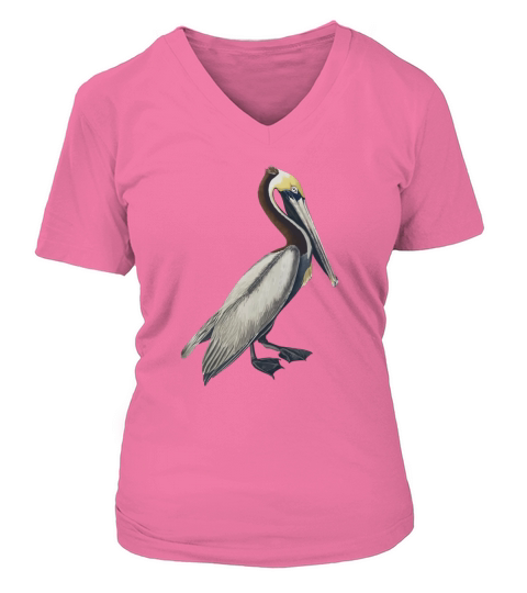 Pelican T-shirt Vintage Bird Graphic Tee Brown Pelican V-neck T-Shirt Woman