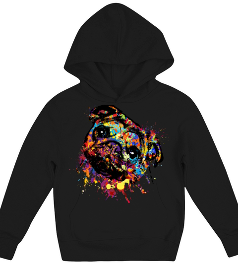 Colorful Paint Pug dog Kids Hoodie