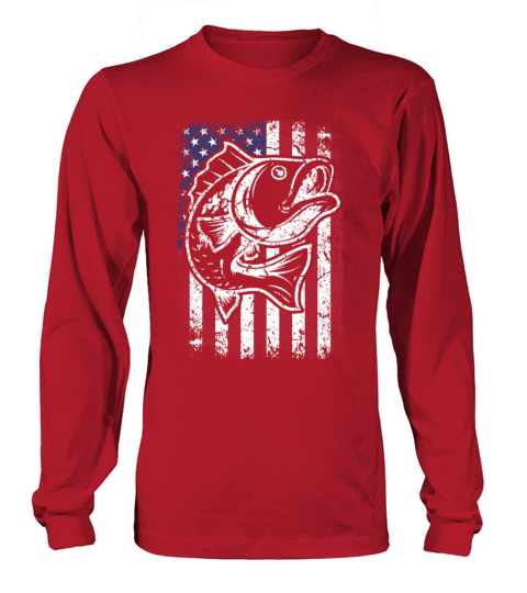 Vintage American Flag Fishing Bass Fisherman Gift Men's Long Sleeve